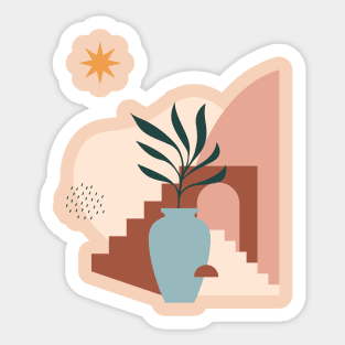 Plant in a Pot - Modern Abstract Art Sticker